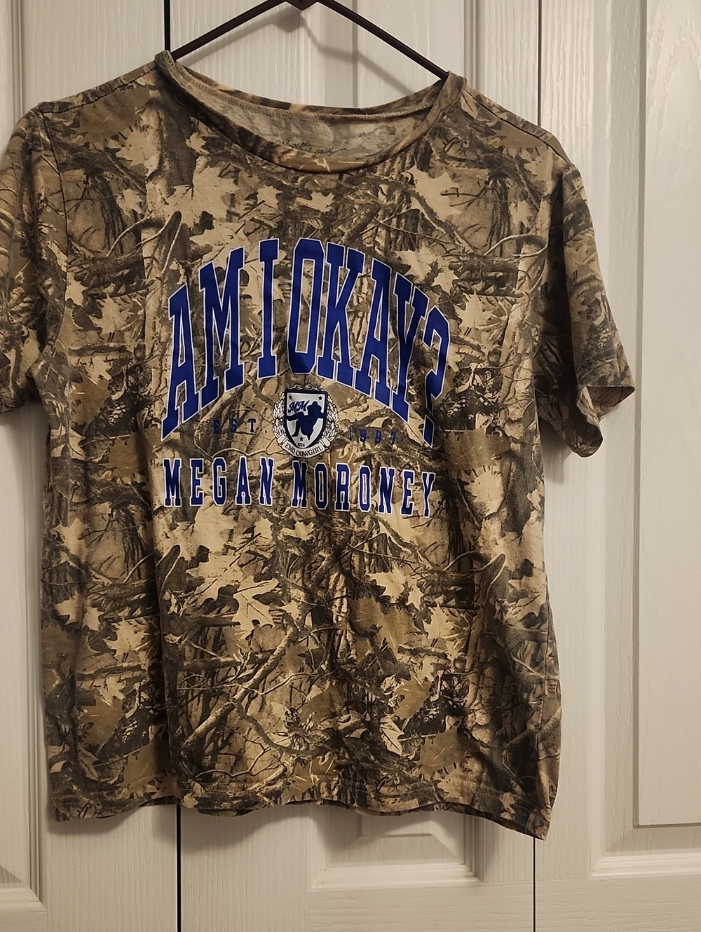 Am I Okay?' Camo Graphic Tee - Brown